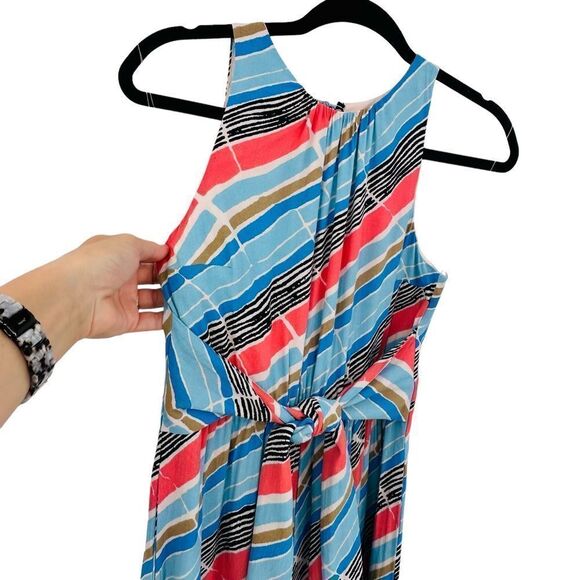 Anthropologie Plenty Tracy Reese Juilliard stripe jumpsuit xsmall blue and coral - Picture 5 of 11